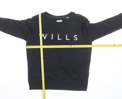 Jack Wills Womens Black Cotton Crew Neck Long Sleeve Sweatshirt Size 4