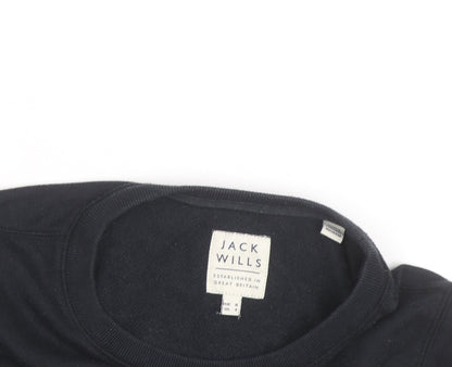 Jack Wills Womens Black Cotton Crew Neck Long Sleeve Sweatshirt Size 4