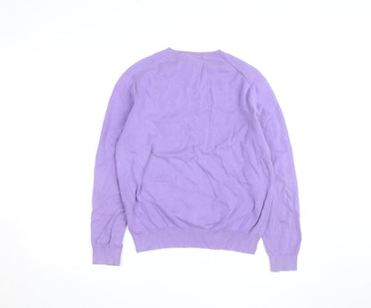 Polo Ralph Lauren Men's Purple Cotton V-Neck Jumper M