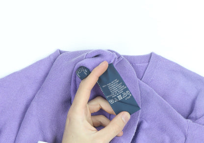 Polo Ralph Lauren Men's Purple Cotton V-Neck Jumper M