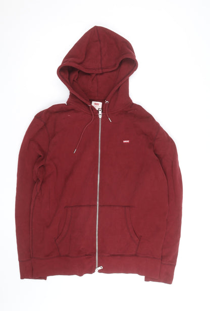 Levi's Men's Red Full Zip Hoodie Size L Cotton Fleece