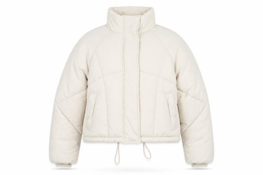 Topshop Women’s Beige Size 8 Puffer Jacket Winter Zip Quilted