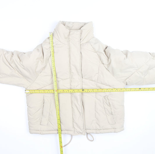 Topshop Women’s Beige Size 8 Puffer Jacket Winter Zip Quilted