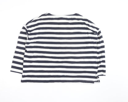 U.S. Polo Assn. Womens Blue White Striped 3/4 Sleeve Cotton T-Shirt Size 14