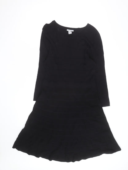 Esprit Women’s Black Knit Fit & Flare Dress Size M Long Sleeve