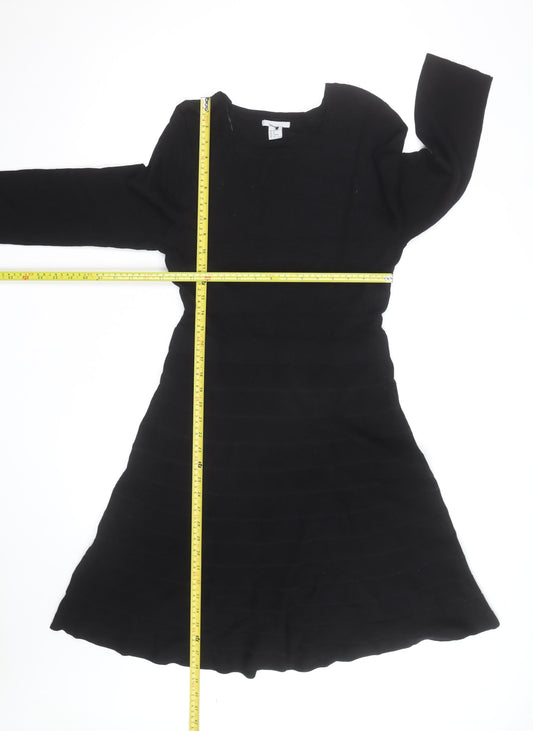 Esprit Women’s Black Knit Fit & Flare Dress Size M Long Sleeve
