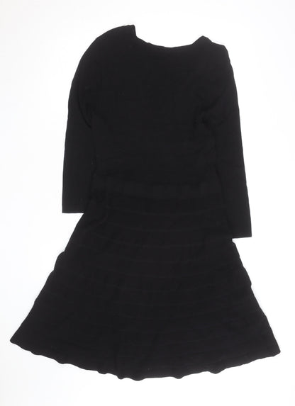 Esprit Women’s Black Knit Fit & Flare Dress Size M Long Sleeve