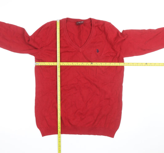 U.S. Polo Assn. Men's Red Cotton V-Neck Jumper 2XL
