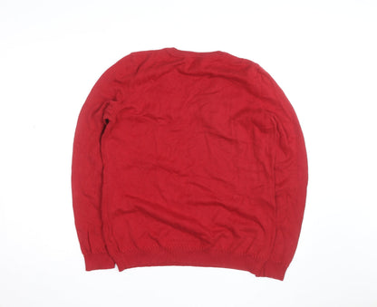 U.S. Polo Assn. Men's Red Cotton V-Neck Jumper 2XL