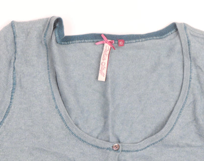 White Stuff Women’s Blue Knit Button Cardigan Size 10 Wool Blend