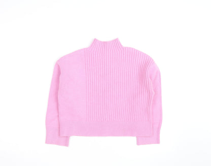 River Island Women’s Pink Mock Neck Ribbed Knit Jumper Size S