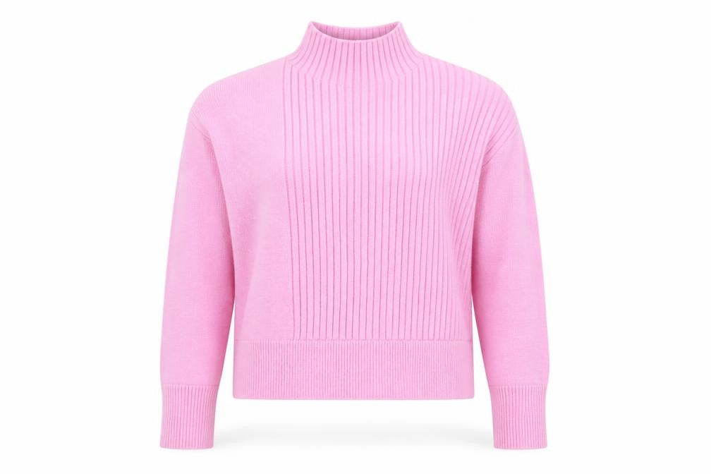 River Island Women’s Pink Mock Neck Ribbed Knit Jumper Size S