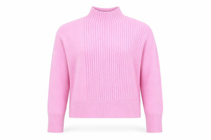 River Island Women’s Pink Mock Neck Ribbed Knit Jumper Size S