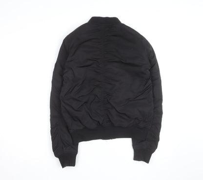 Topshop Women's Black Bomber Jacket UK 10 Zip Lined Casual