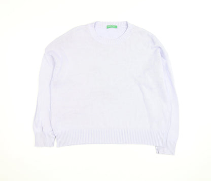 United Colors of Benetton Men's White Cotton Crew Neck Jumper M