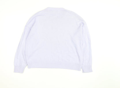 United Colors of Benetton Men's White Cotton Crew Neck Jumper M