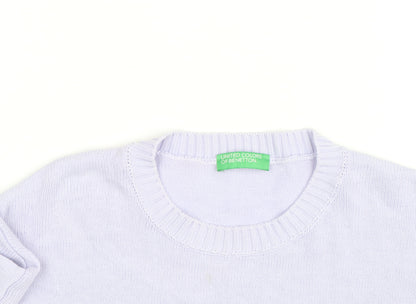 United Colors of Benetton Men's White Cotton Crew Neck Jumper M