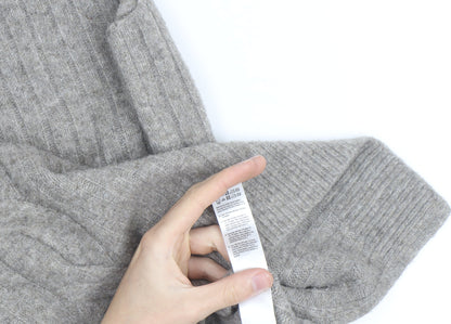 F&F Womens Grey Roll Neck Cable-Knit Wool Blend Sleeveless Jumper XL