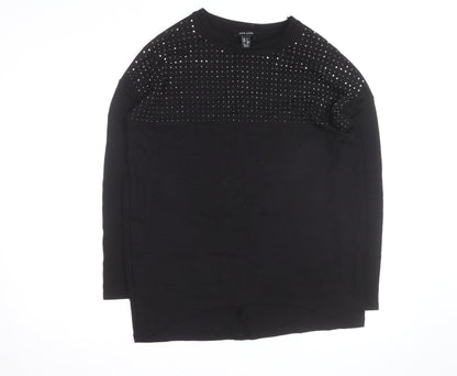 New Look Men’s Black Studded Crew Neck Long Sleeve Jumper Size S