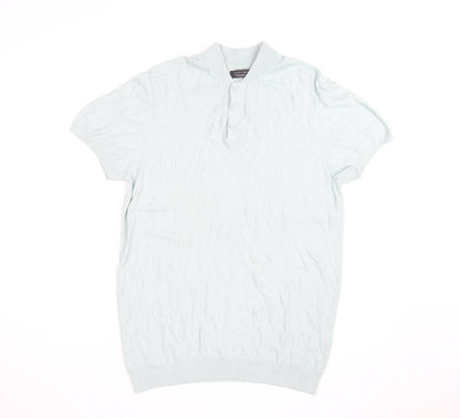 Zara Man Mint Green Short Sleeve Knit Collared Shirt Medium