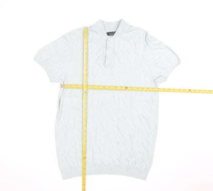 Zara Man Mint Green Short Sleeve Knit Collared Shirt Medium