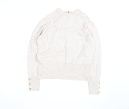 Marks and Spencer Women Beige Wool Blend High Neck Jumper Size 14