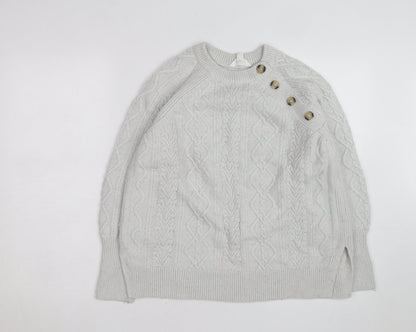 Marks and Spencer Womens Ivory Cable-Knit Button Jumper Size 12