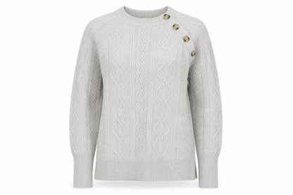 Marks & Spencer Womens Ivory Cable-Knit Button Jumper Size 12