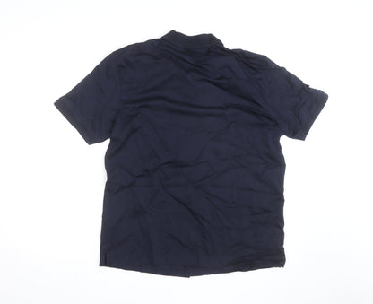 Marks and Spencer Autograph Men's Blue Supima Cotton Short Sleeve Button-Up Shirt M