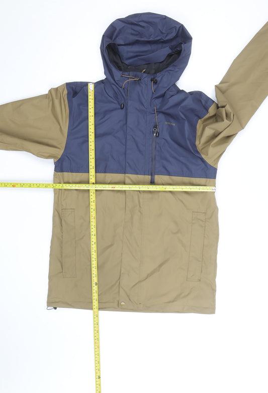 Quechua Men's Blue Brown Waterproof Hooded Hiking Jacket Size L