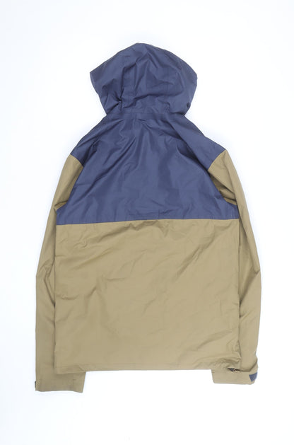 Quechua Men's Blue Brown Waterproof Hooded Hiking Jacket Size L
