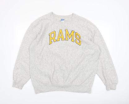 Champion Mens Grey XL Pullover Sweatshirt RAMS Logo Vintage