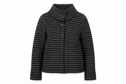 KappAhl Women's Grey Striped Chunky Knit Cardigan Size 14