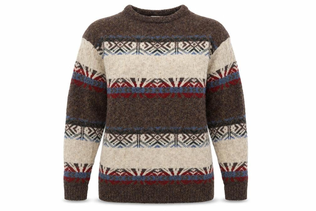 BHS Women’s Brown Fair Isle Shetland Wool Jumper L