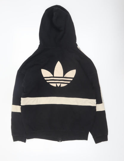 Adidas Womens Black Beige Full Zip Hoodie UK 12 Hooded Sweatshirt