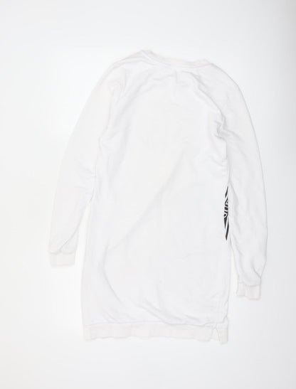 Guess Womens White Logo T-Shirt Dress Size S Casual Long Sleeve