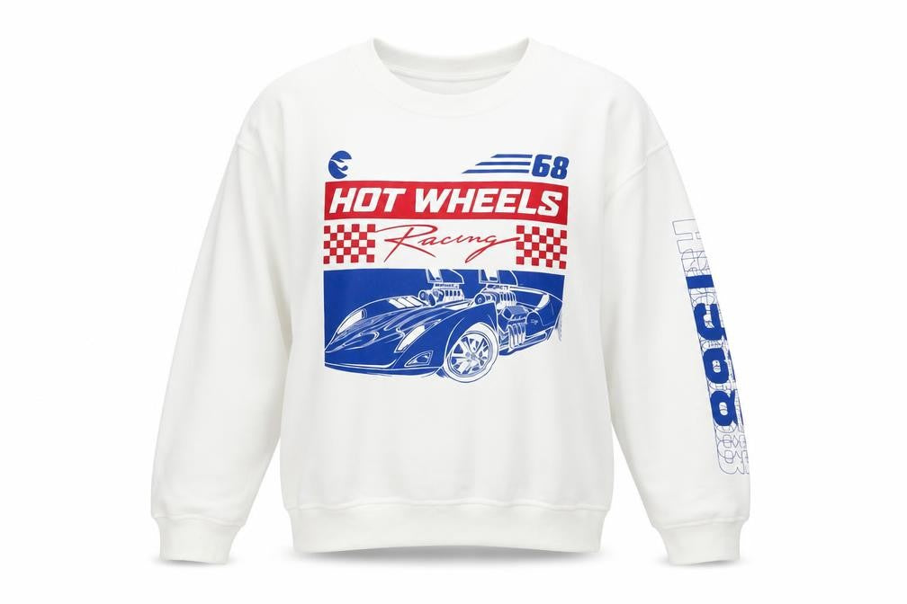 H&M Divided Women White Hot Wheels Racing Graphic Pullover Sweatshirt Size 12