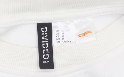 H&M Divided Women White Hot Wheels Racing Graphic Pullover Sweatshirt Size 12