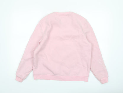 Crew Clothing Women Pink Embroidered Sweatshirt Size 8 Cotton Blend