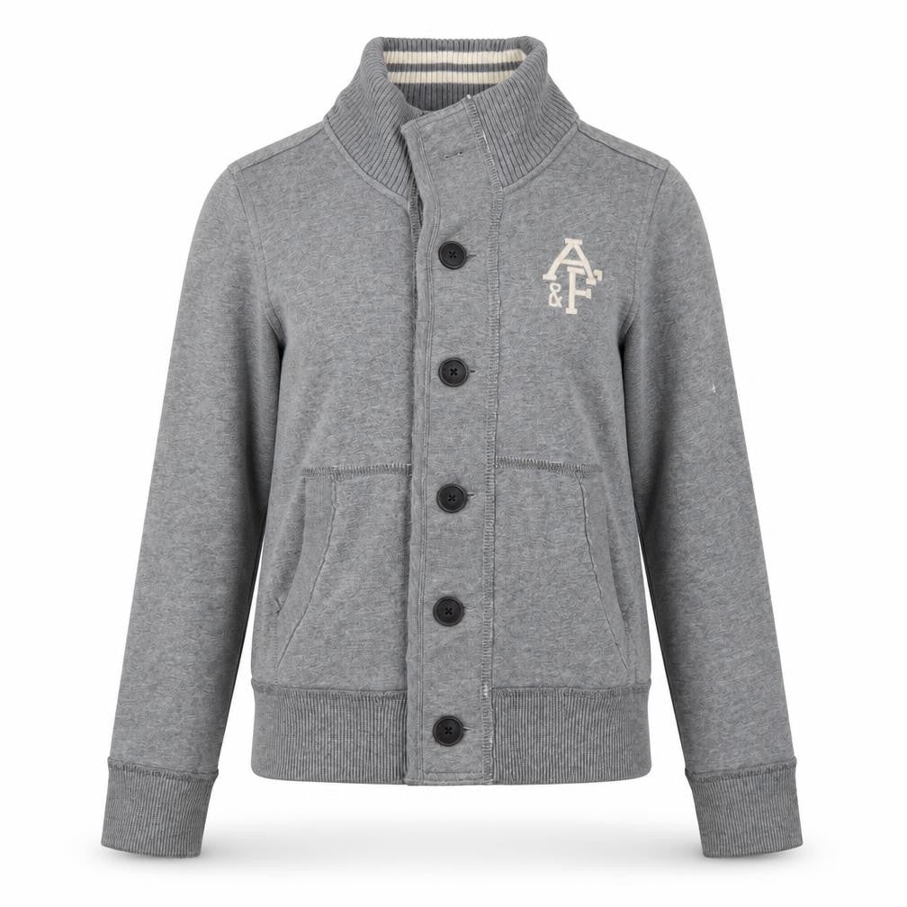 Abercrombie & Fitch Women Grey Small Button Bomber Jacket