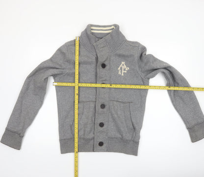 Abercrombie & Fitch Women Grey Small Button Bomber Jacket