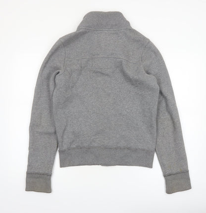 Abercrombie & Fitch Women Grey Small Button Bomber Jacket
