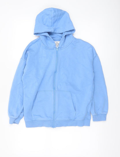 Marks and Spencer Boys Blue Full Zip Hoodie 11-12 Years Cotton Blend