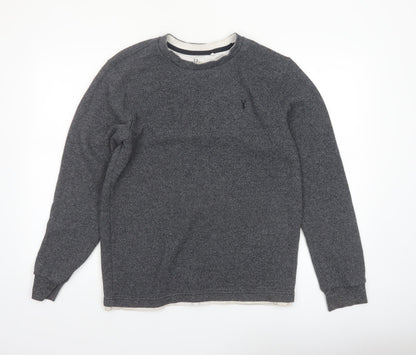 Next Men's Grey Regular Fit Long Sleeve Casual Knit Top M
