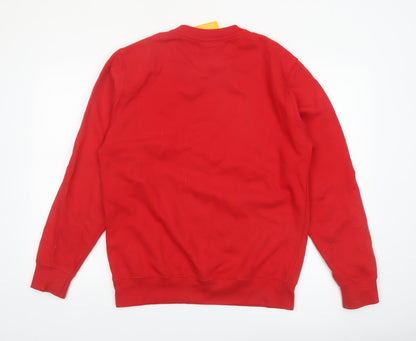 ALLRIOT Men Red Graphic Pullover Sweatshirt M Long Sleeve