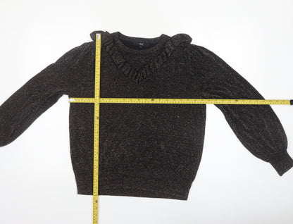 Next Womens Black Metallic Ruffle Pullover Jumper Size 18
