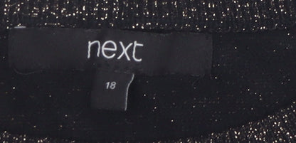 Next Womens Black Metallic Ruffle Pullover Jumper Size 18