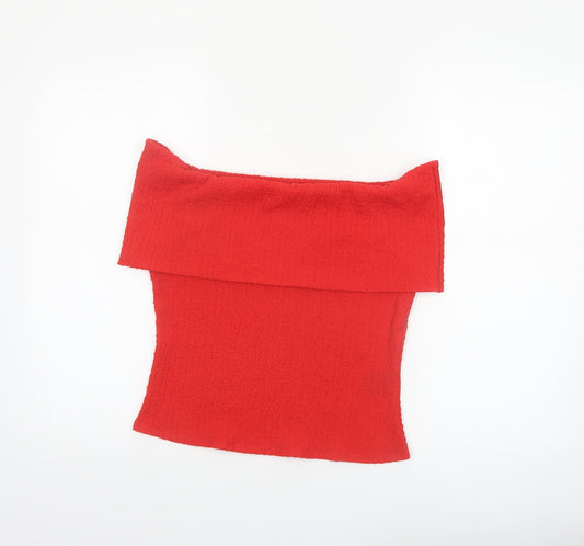 H&M Women’s Red Off Shoulder Camisole Blouse Size 12 Slim Fit