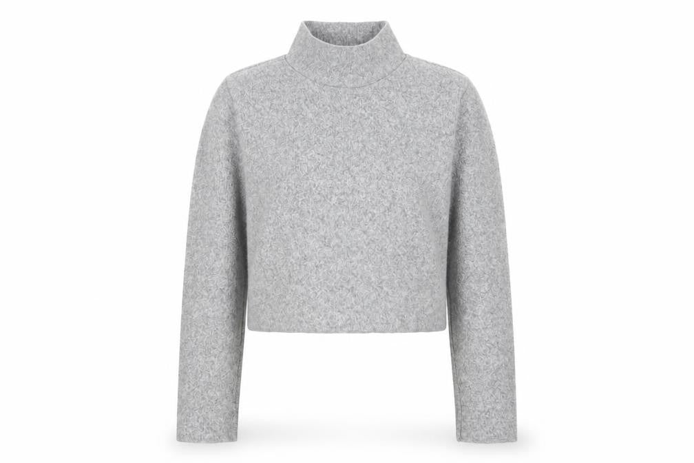 Zara Women’s Grey Mock Neck Cropped Knit Top Size M