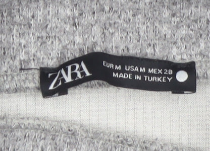 Zara Women’s Grey Mock Neck Cropped Knit Top Size M